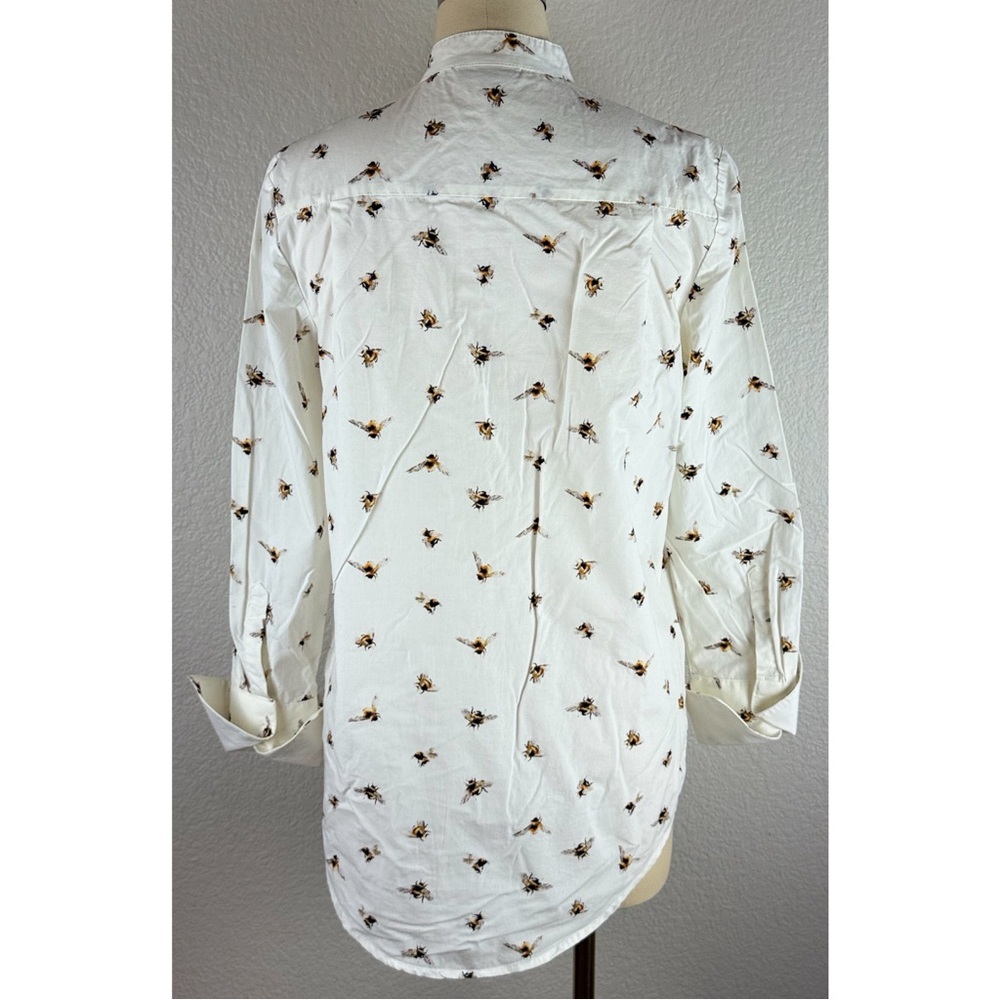 Victoria Beckham Women’s Button-Down  Cream Shirt w/Bumble Bees Print Small - Picture 4 of 11